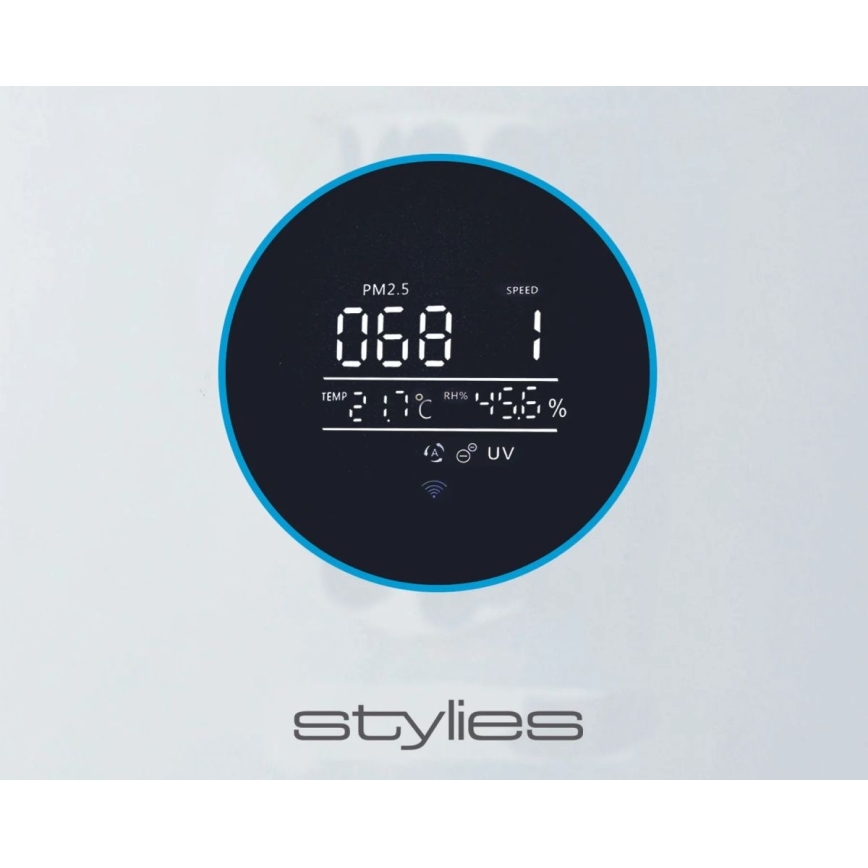 Stylies - Légtisztító párásítóval és UV-C lámpával ALPHA 68W/230V Wi-Fi fehér