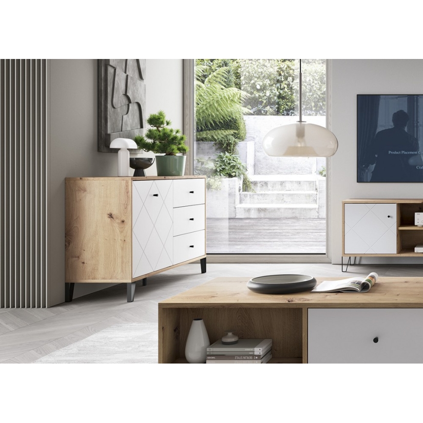 SULA komód artisan tölgy/fehér