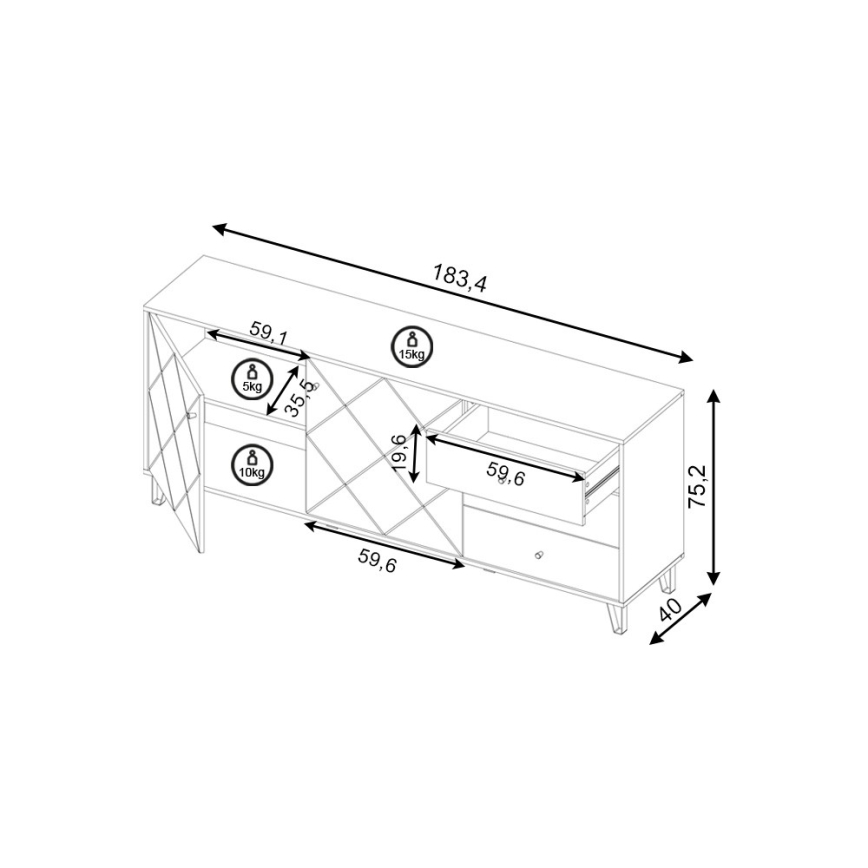 SULA komód artisan tölgy/fehér