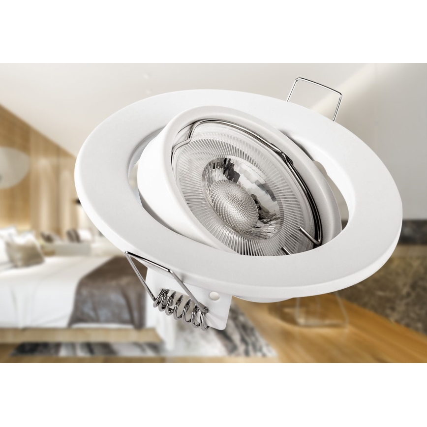 Süllyesztett mennyezeti lámpatest, 1x GU10/MR16, 10W, 230V, átmérő 9 cm, fehér