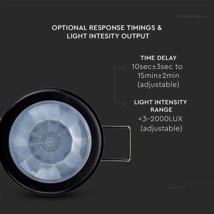 Süllyesztett mozgásérzékelő PIR 360° 400W/230V fekete