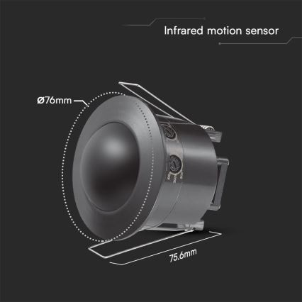 Süllyesztett mozgásérzékelő PIR 360° 500W/230V fekete