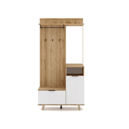 SVEN előszobafal tükörrel, barna/fehér