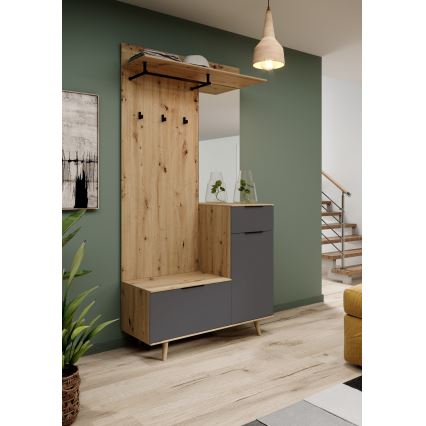 SVEN tükörrel ellátott előszobafal, barna/grafit