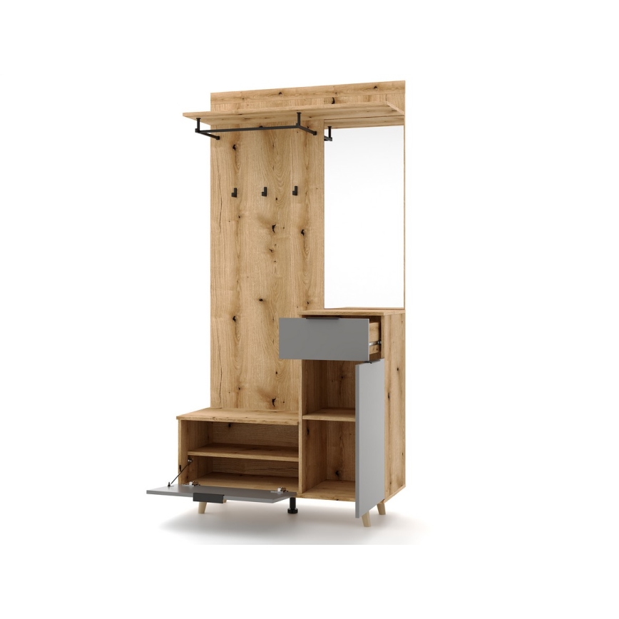 SVEN tükörrel ellátott előszobafal, barna/grafit