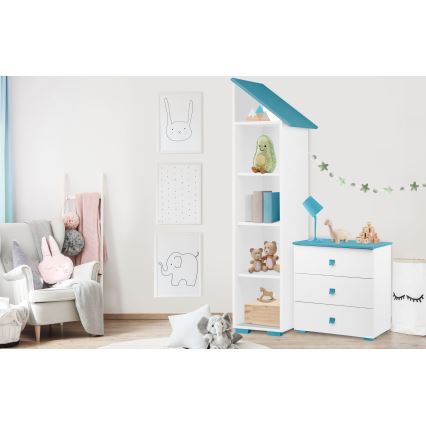 Szekrény PABIS 87x83 cm fehér/kék