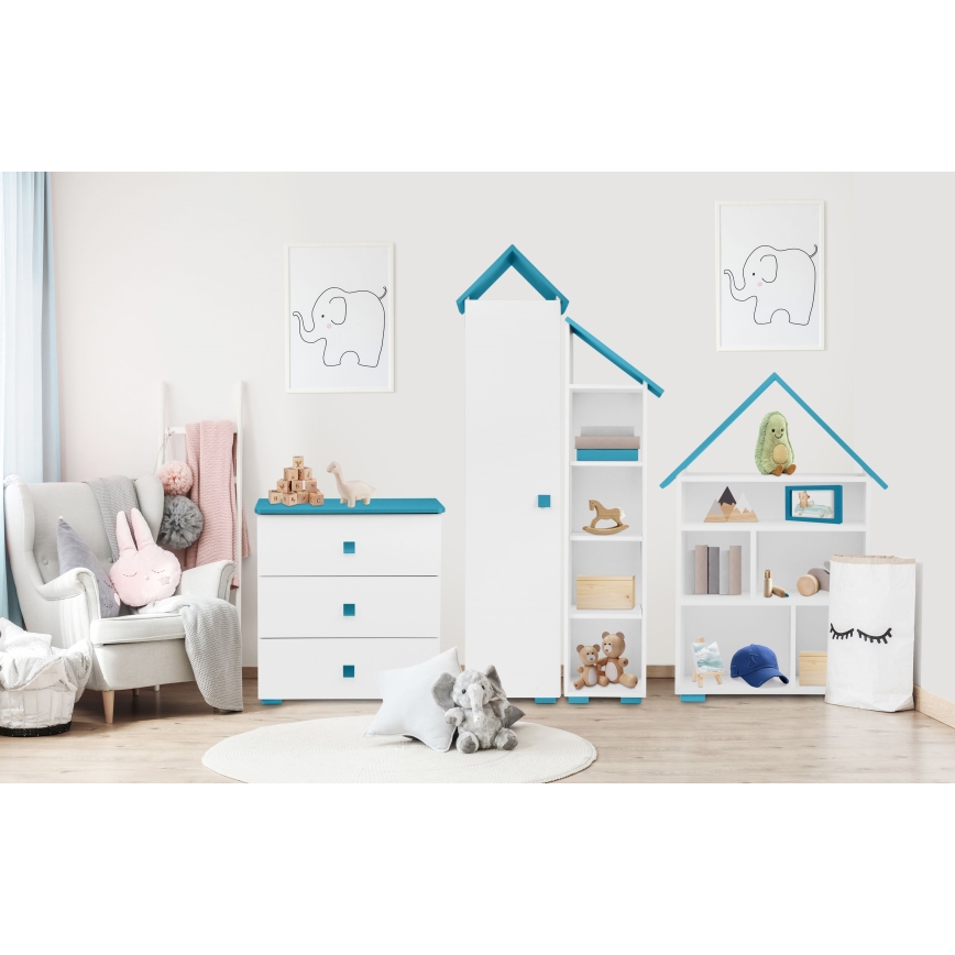 Szekrény PABIS 87x83 cm fehér/kék