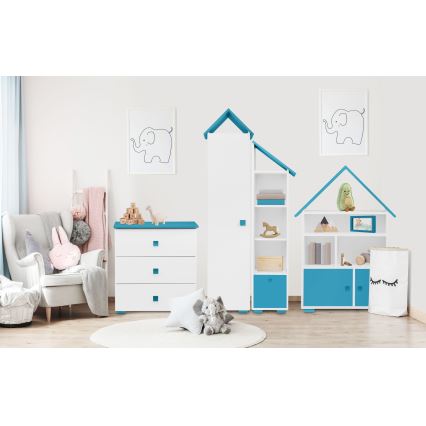 Szekrény PABIS 87x83 cm fehér/kék