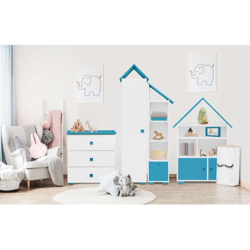 Szekrény PABIS 87x83 cm fehér/kék