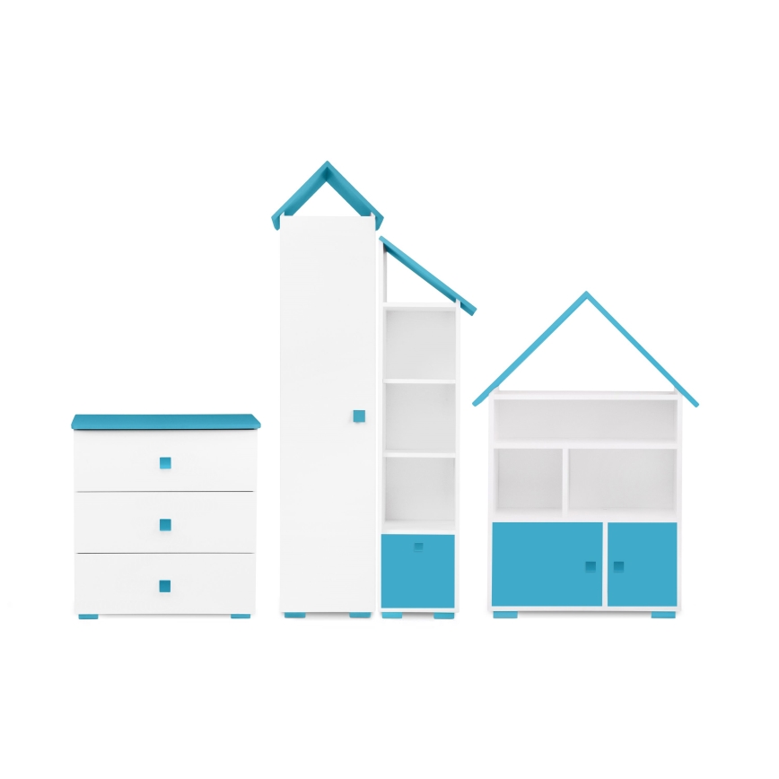 Szekrény PABIS 87x83 cm fehér/kék