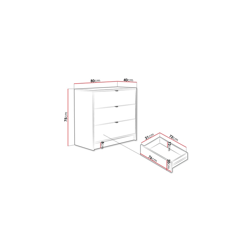 Szekrény TIRENO 75x80 cm fehér