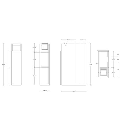 Szekrény WC-papír tartóval PAPER 66x42 cm fehér