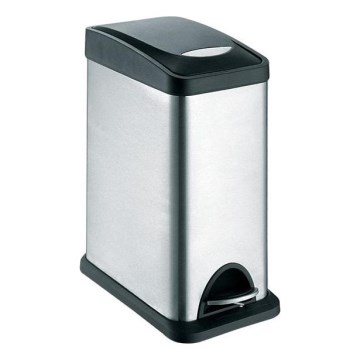 Szemetes 8 l fekete/szálcsiszolt acél