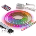 SZETT 1x LED RGBW fényerőszabályozható szalag DIGITAL LED/9,6W/230V 3 m + 3x beépíthető profil 1 m fekete/fehér + távirányító
