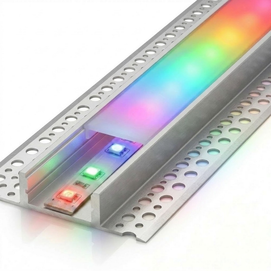 SZETT 1x RGBW LED fényerőszabályozható szalag DIGITÁLIS LED/9,6W/230V 3 m + 3x beépíthető profil 1 m ezüst/fehér + távirányító