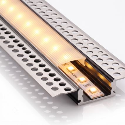 SZETT 1x LED szalag mozgásérzékelővel FLEX LED/3,6W/4xAA 2 m + 2x beépíthető profil 1 m ezüst/fehér