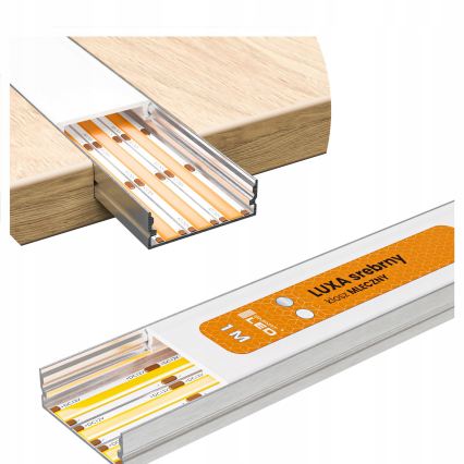 SZETT 1x LED-szalag mozgásérzékelővel FLEX LED/3,6W/4xAA 2 m + 2x beépíthető profil 1 m ezüst/fehér