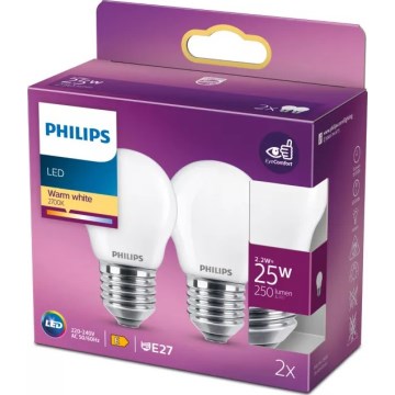 SZETT 2x LED izzó Philips P45 E27/2,2W/230V 2700K
