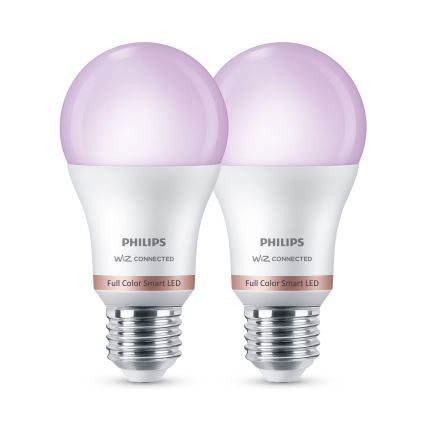 SZETT 2x LED RGB dimmelhető Philips SMART A60 izzó E27/12,5W/230V 2200-6500K