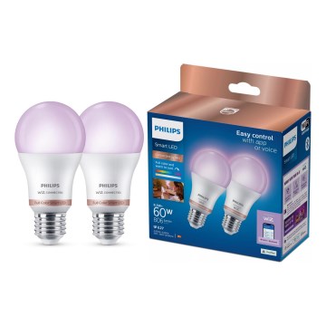 SZETT 2x LED RGB dimmelhető izzó Philips SMART A60 E27/8,5W/230V 2200-6500K