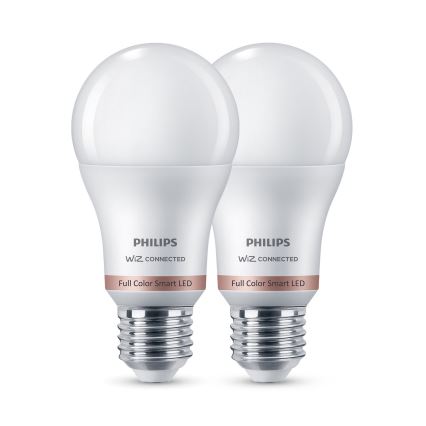 2 db Philips SMART A60 E27 LED RGB dimmelhető izzó 8,5W/230V 2200-6500K + távirányító