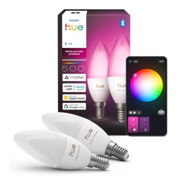 SZETT 2x LED RGBW dimmelhető izzó Philips Hue White And Color Ambiance B39 E14/3,7W/230V 1000-20000K