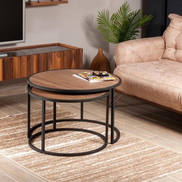 SZETT 2x TAMBUR dohányzóasztal fekete/barna