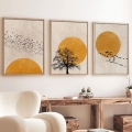 SZETT 3 db Kép fotókeretben 50x70 cm bézs/sárga