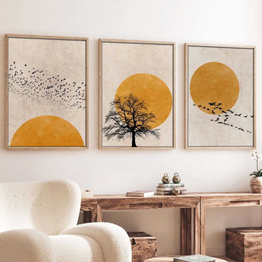 SZETT 3 db Kép fotókeretben 50x70 cm bézs/sárga