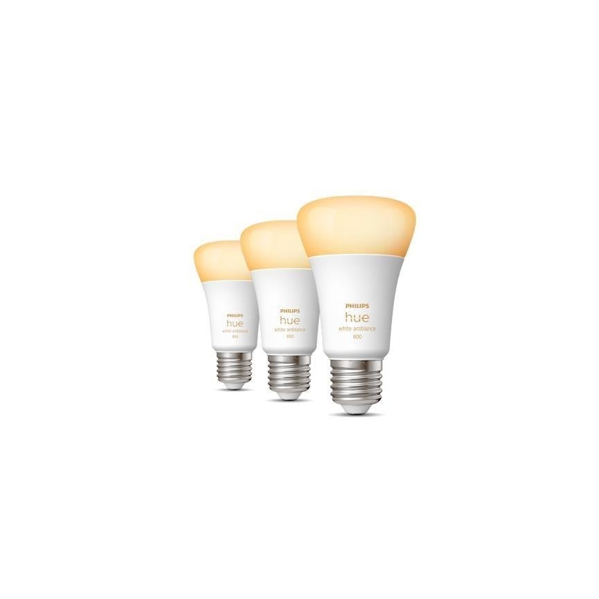 3 darabos szett dimmelhető Philips Hue WHITE AMBIANCE A60 E27 LED izzó 6W/230V 2200-6500K