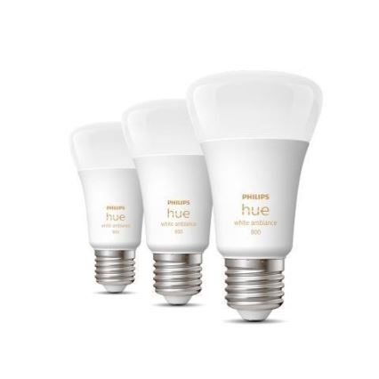 3 darabos szett dimmelhető Philips Hue WHITE AMBIANCE A60 E27 LED izzó 6W/230V 2200-6500K