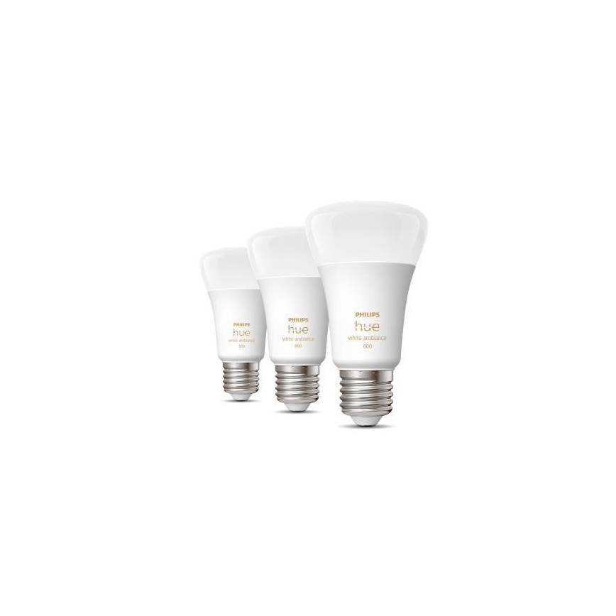 3 darabos szett dimmelhető Philips Hue WHITE AMBIANCE A60 E27 LED izzó 6W/230V 2200-6500K