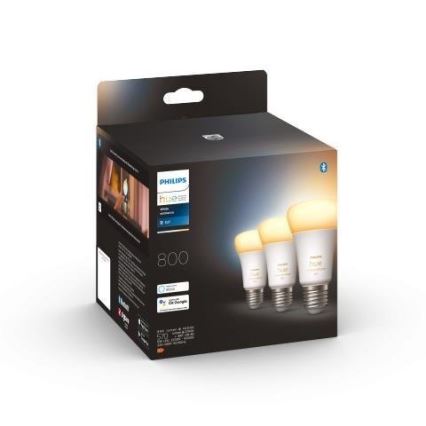 3 darabos szett dimmelhető Philips Hue WHITE AMBIANCE A60 E27 LED izzó 6W/230V 2200-6500K