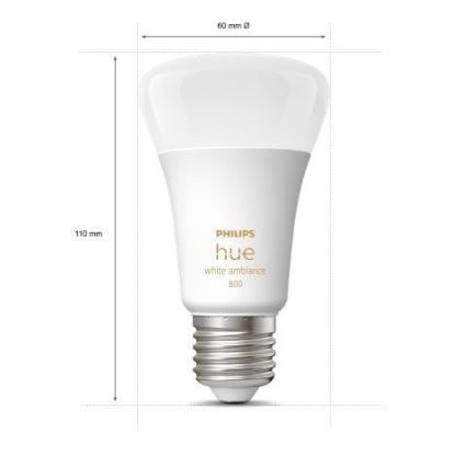 3 darabos szett dimmelhető Philips Hue WHITE AMBIANCE A60 E27 LED izzó 6W/230V 2200-6500K