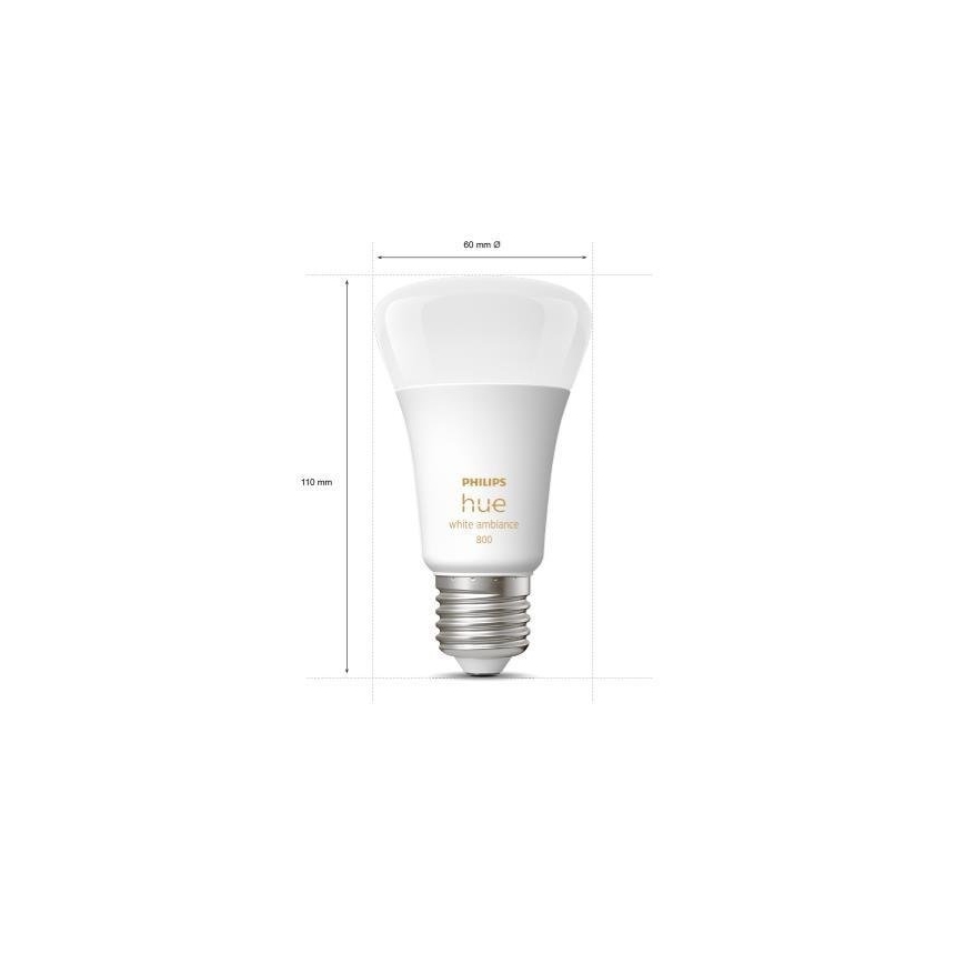 3 darabos szett dimmelhető Philips Hue WHITE AMBIANCE A60 E27 LED izzó 6W/230V 2200-6500K