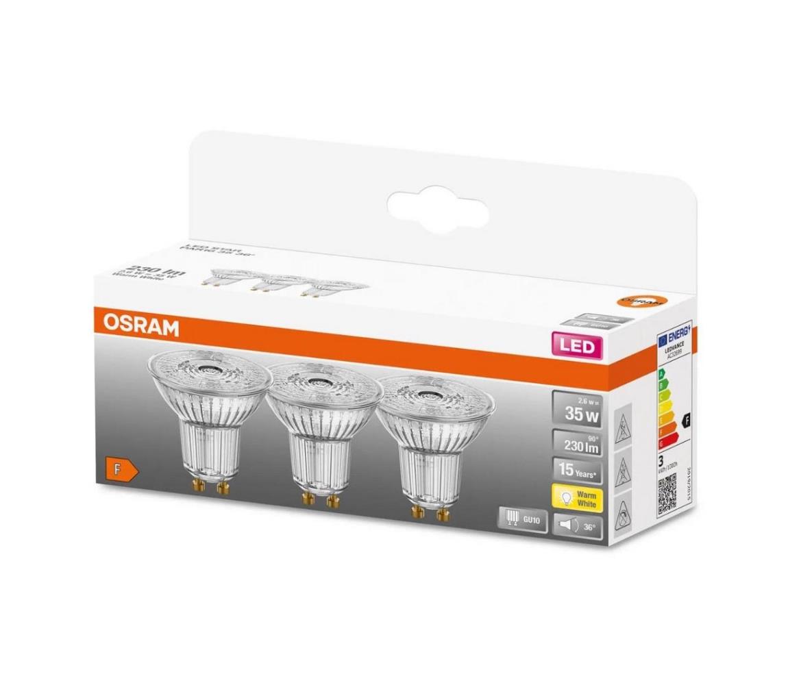 SZETT 3x LED Izzó PAR16 GU10/2,6W/230V 2700K