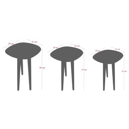 SZETT 3x TYN dohányzóasztal barna