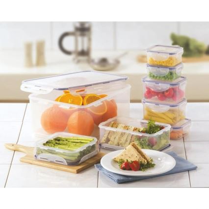 SZET 7 db LOCK ételtároló doboz kék/átlátszó