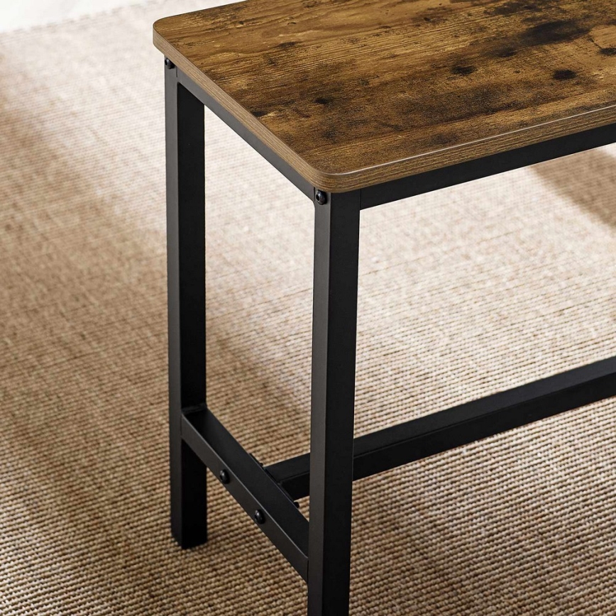 Szett TREVOR: bárasztal 110x70 cm + 2 db pad 97x30 cm, barna/fekete