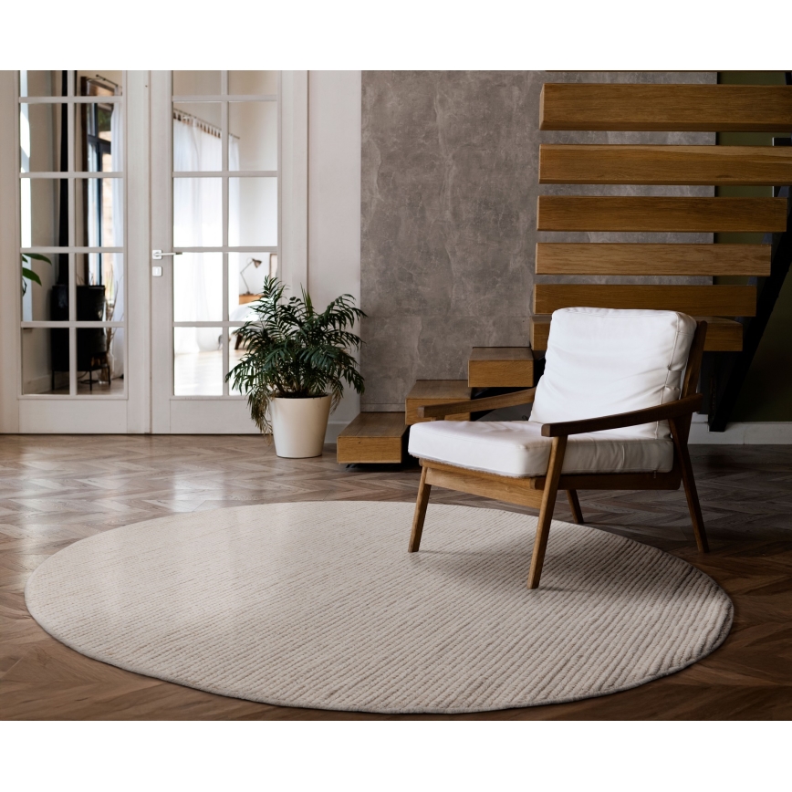Szőnyeg FIR WOOL 160 cm 2600 g/m2 krémszínű/natúr