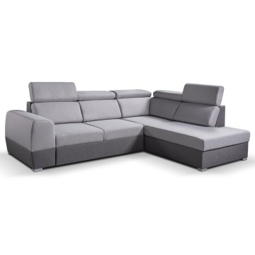 Szürke, jobbos, L-alakú, kihúzható sarokkanapé tárolóhellyel MATRIX