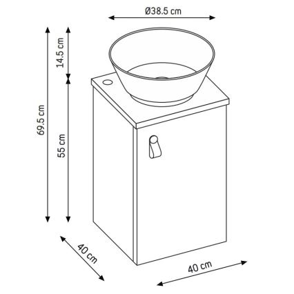 TAARNHOLM fürdőszobai szekrény mosdóval, fekete