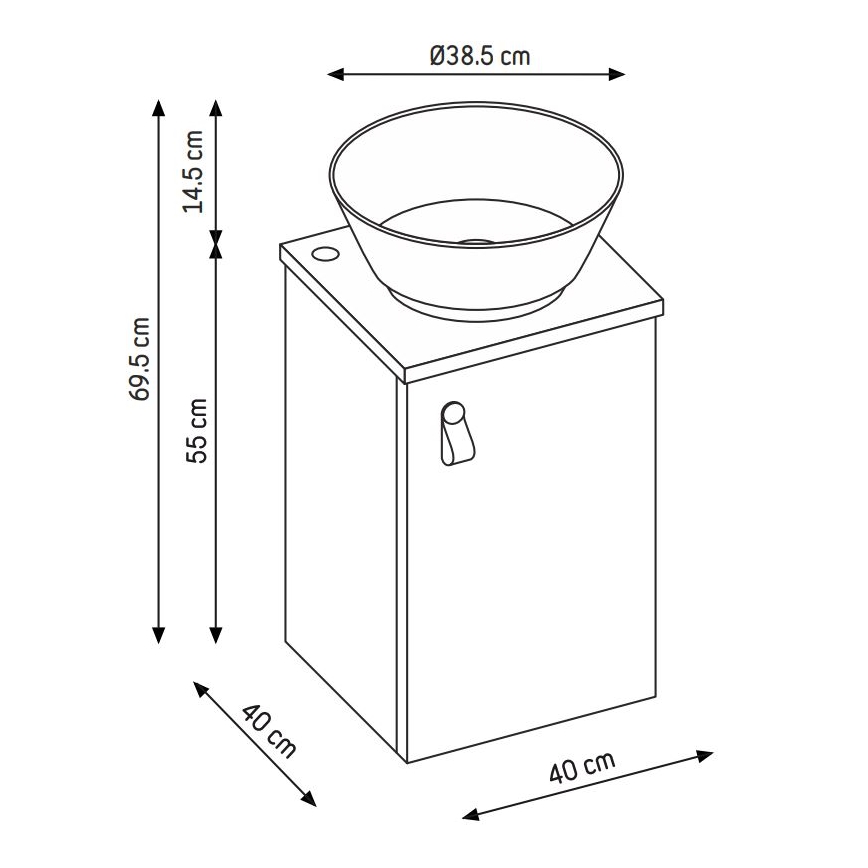 TAARNHOLM fürdőszobai szekrény mosdóval, fekete