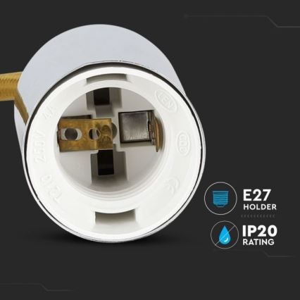 Tápkábel 1xE27/60W/230V barna/fényezett króm