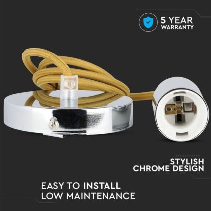 Tápkábel 1xE27/60W/230V barna/fényezett króm