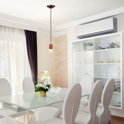 Tápkábel 1xE27/60W/230V barna/porcelán