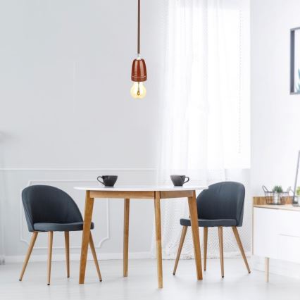 Tápkábel 1xE27/60W/230V barna/porcelán