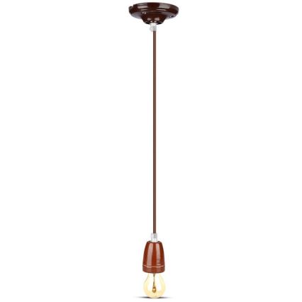Tápkábel 1xE27/60W/230V barna/porcelán
