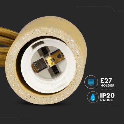 Tápkábel 1xE27/60W/230V beton/bézs