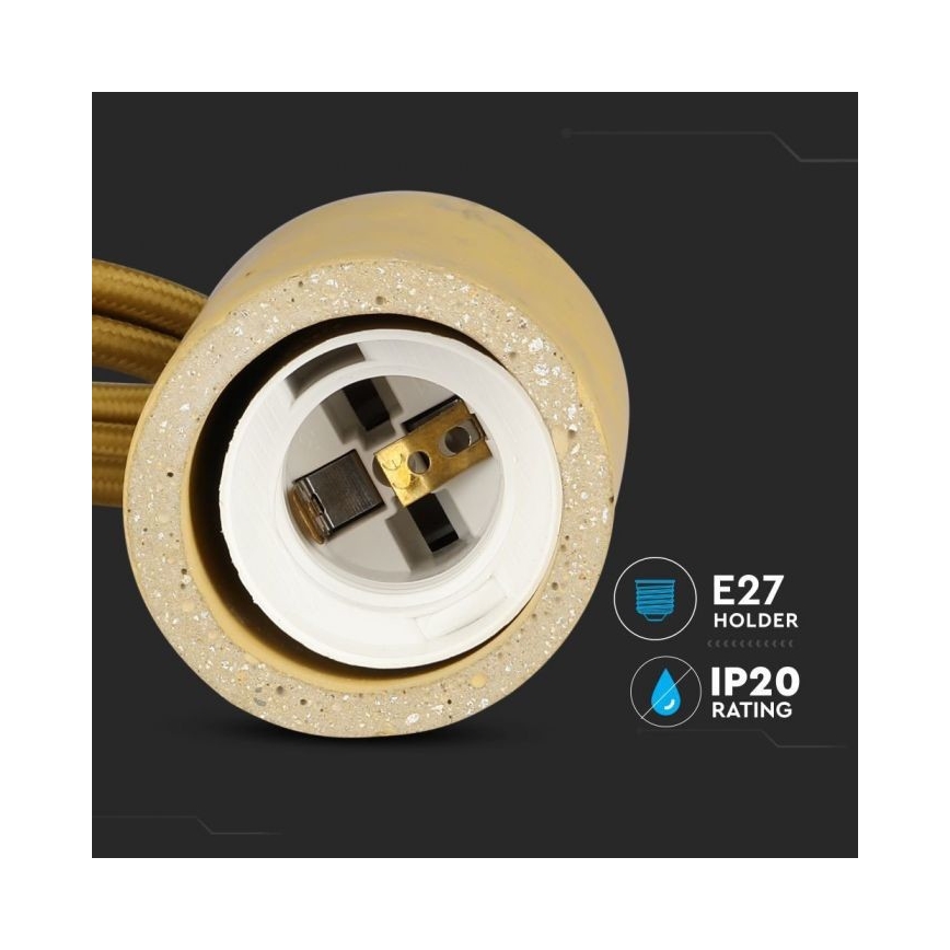 Tápkábel 1xE27/60W/230V beton/bézs